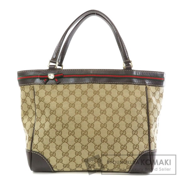Gucci Tote Canvas Leather GG Bag - Picture 1 of 9